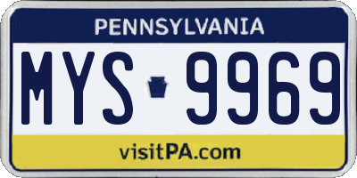 PA license plate MYS9969