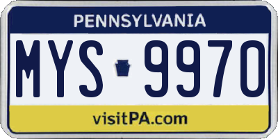 PA license plate MYS9970