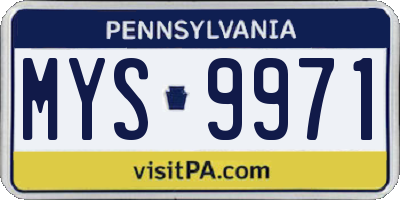 PA license plate MYS9971