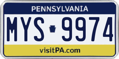 PA license plate MYS9974