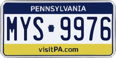PA license plate MYS9976