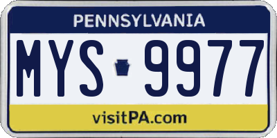 PA license plate MYS9977