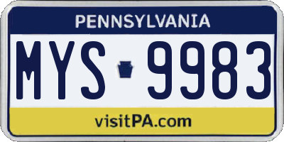 PA license plate MYS9983