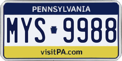PA license plate MYS9988