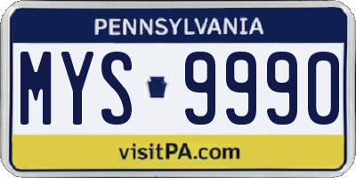 PA license plate MYS9990