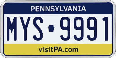 PA license plate MYS9991