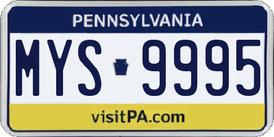PA license plate MYS9995