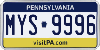 PA license plate MYS9996