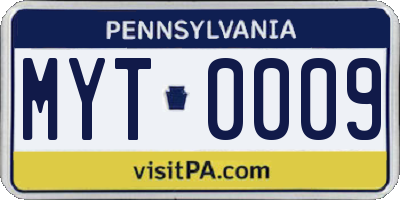 PA license plate MYT0009