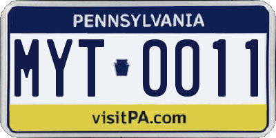 PA license plate MYT0011