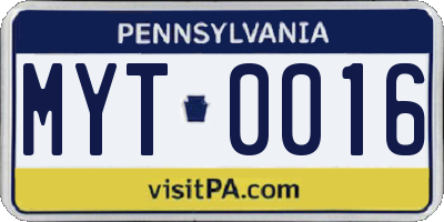PA license plate MYT0016
