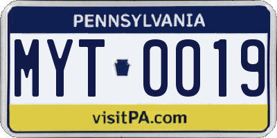 PA license plate MYT0019