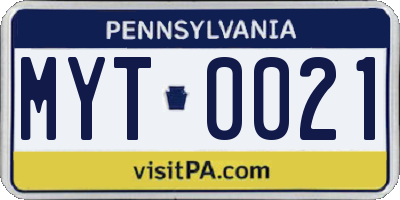 PA license plate MYT0021
