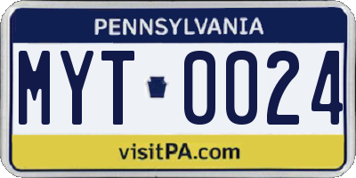 PA license plate MYT0024