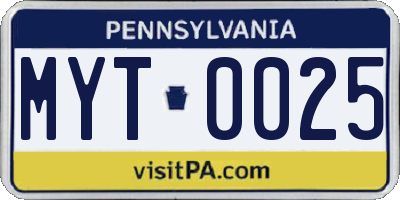 PA license plate MYT0025