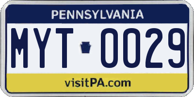PA license plate MYT0029