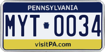 PA license plate MYT0034