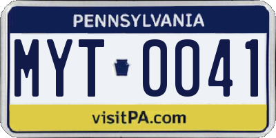 PA license plate MYT0041
