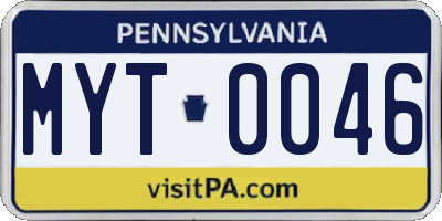PA license plate MYT0046