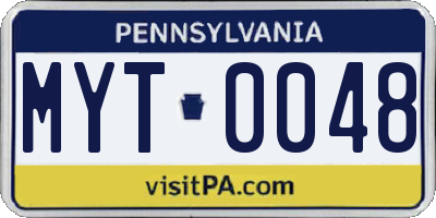 PA license plate MYT0048
