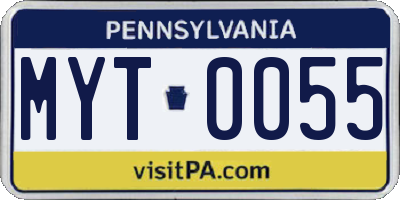 PA license plate MYT0055