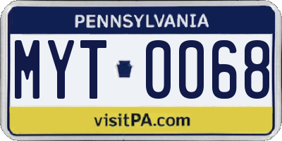 PA license plate MYT0068