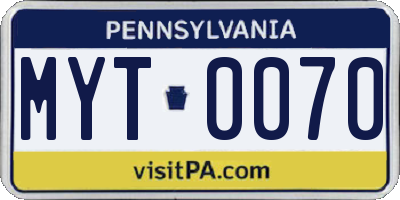 PA license plate MYT0070