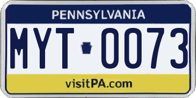 PA license plate MYT0073