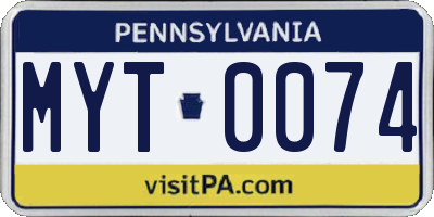 PA license plate MYT0074