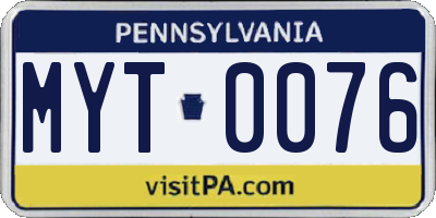 PA license plate MYT0076