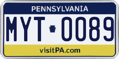 PA license plate MYT0089