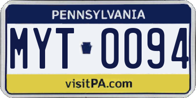 PA license plate MYT0094