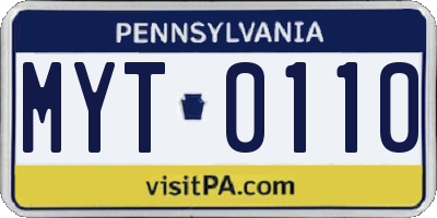 PA license plate MYT0110