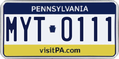 PA license plate MYT0111