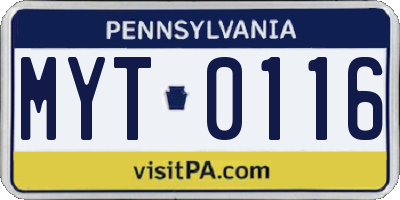 PA license plate MYT0116