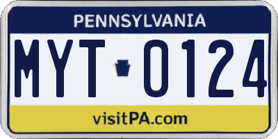 PA license plate MYT0124