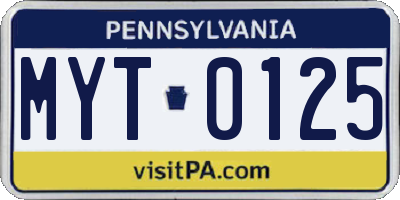 PA license plate MYT0125