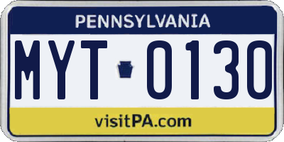 PA license plate MYT0130