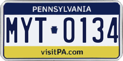 PA license plate MYT0134