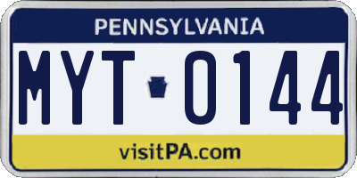 PA license plate MYT0144