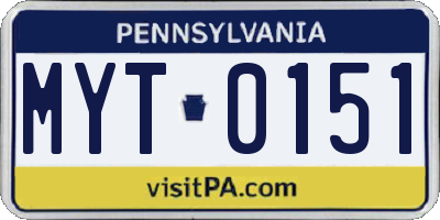 PA license plate MYT0151