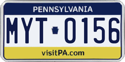 PA license plate MYT0156