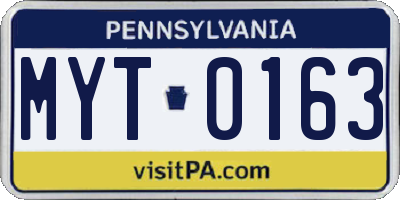 PA license plate MYT0163