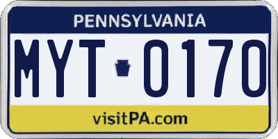 PA license plate MYT0170