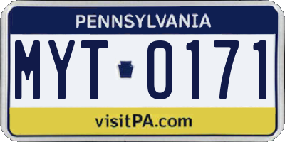 PA license plate MYT0171