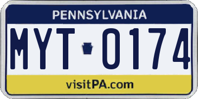 PA license plate MYT0174