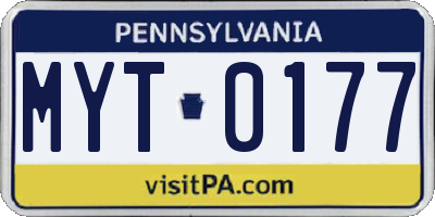 PA license plate MYT0177