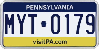 PA license plate MYT0179