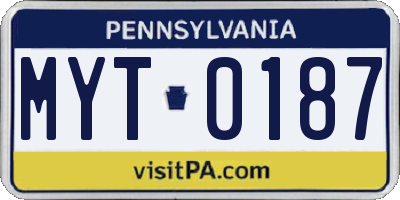 PA license plate MYT0187