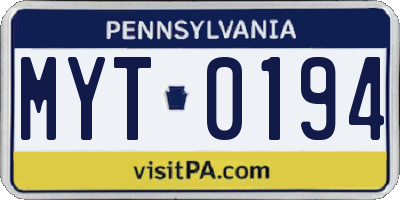 PA license plate MYT0194